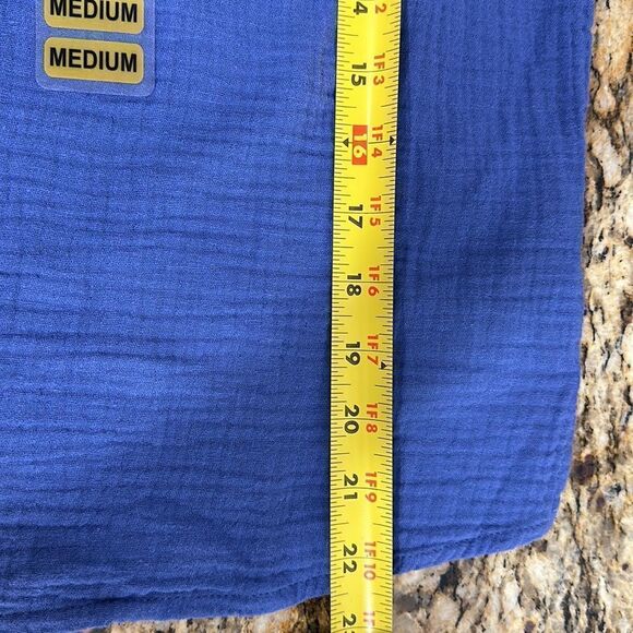 Three Dots Short Sleeve V-Neck Double Layer Cotton Gauze Shirt Size M - Picture 9 of 9